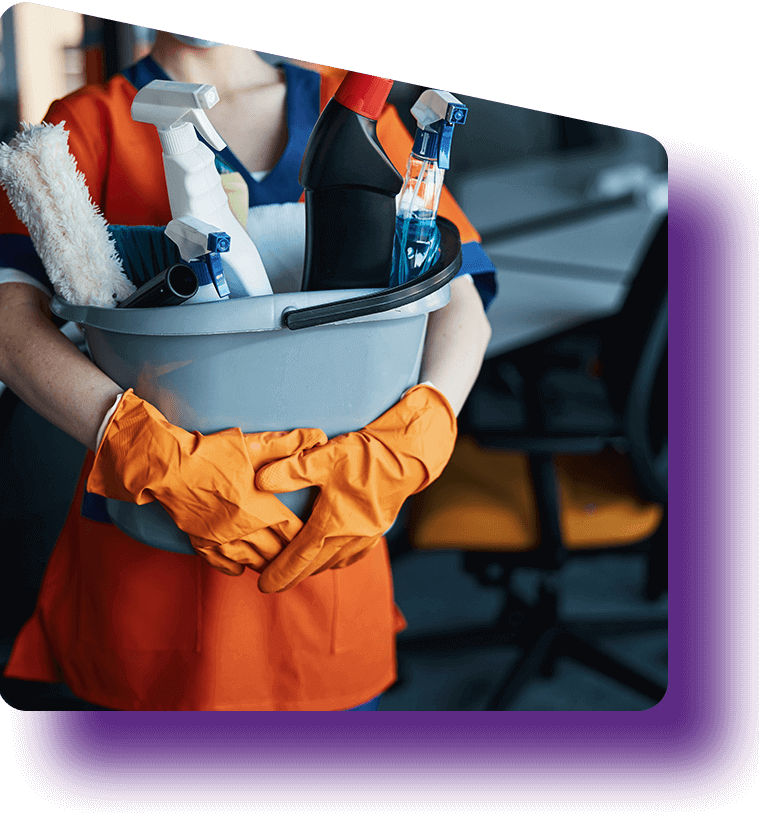 Cleaner-holding-cleaning-supplies