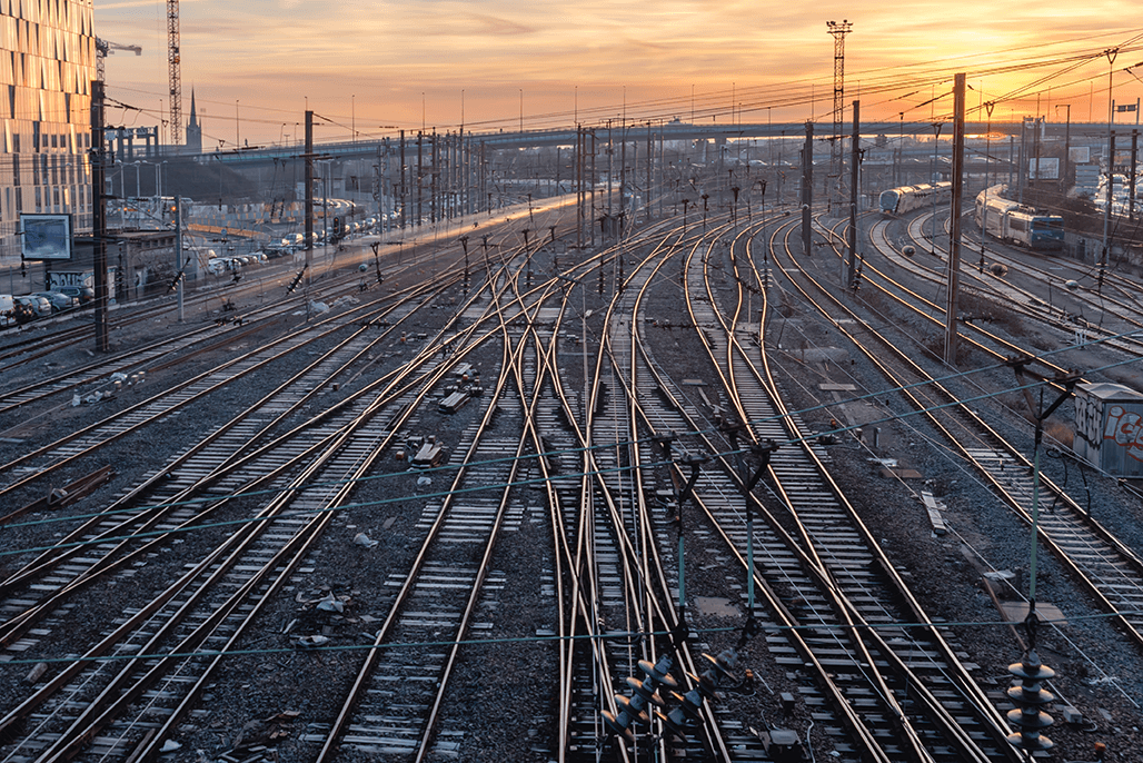 railway tracks at sunset