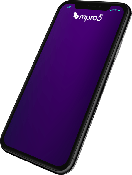 mobile phone with purple background and mypro5 logo