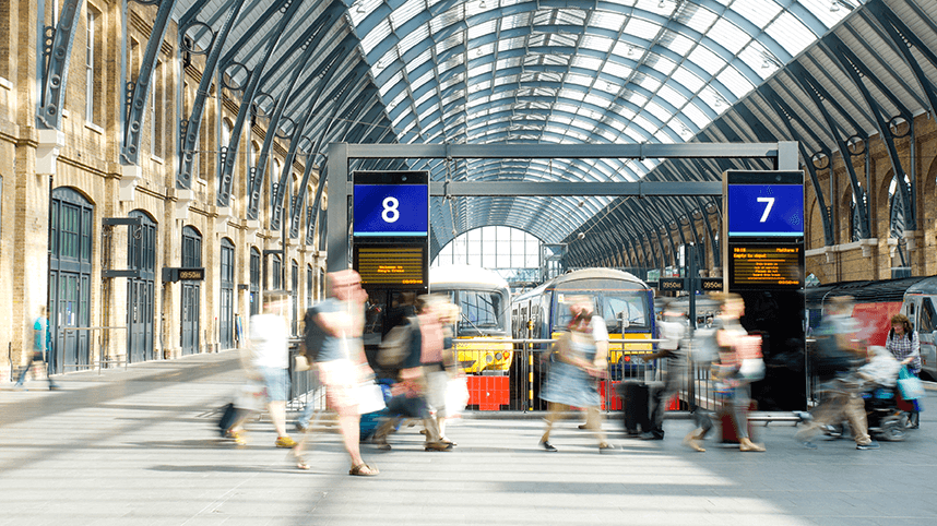 a busy train station